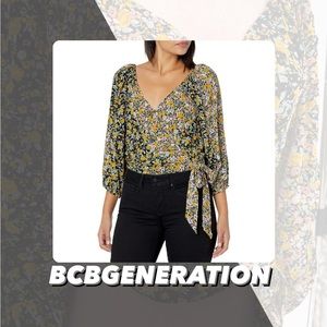 NWT BCBGeneration Floral Wrap Blouse